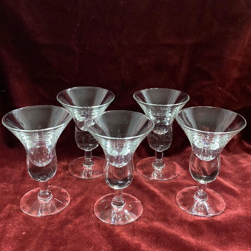 Vintage Holmegaard 5 tulip-shaped liqueur glasses